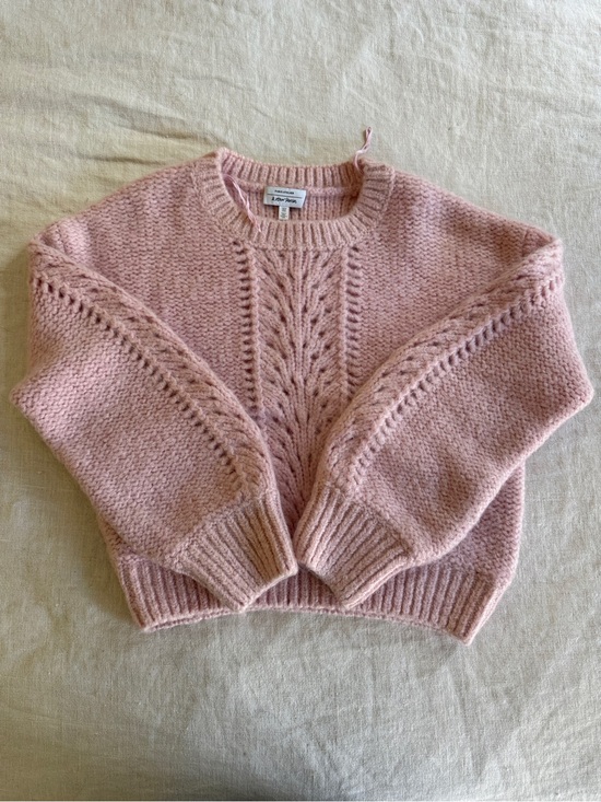 & Other Stories Sweaters - & Other Stories Dusty Pink Cable Knit Crewneck Sweater
